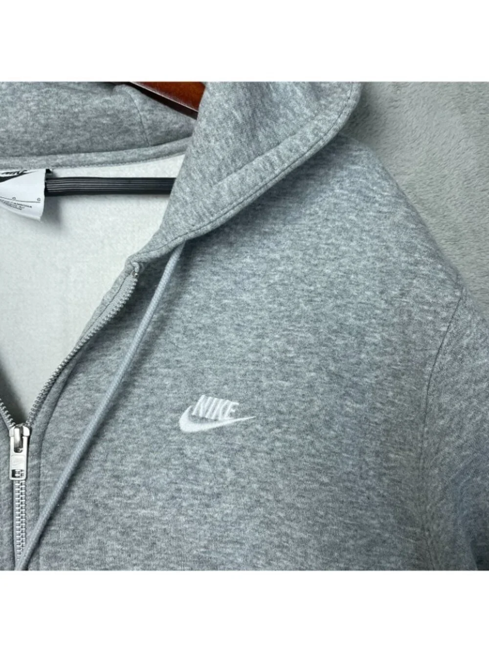 NWOT Nike Men's  L Gray Full-Zip Hoodie Sweatshirt  Cotton Blend e1716